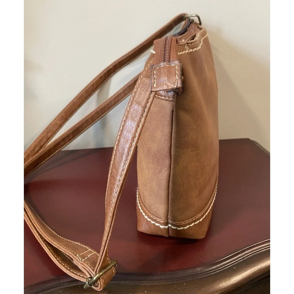 B.O.C Handbag Brown Faux Leather Shoulder Adjustable Strap Crossbody 12x9x3